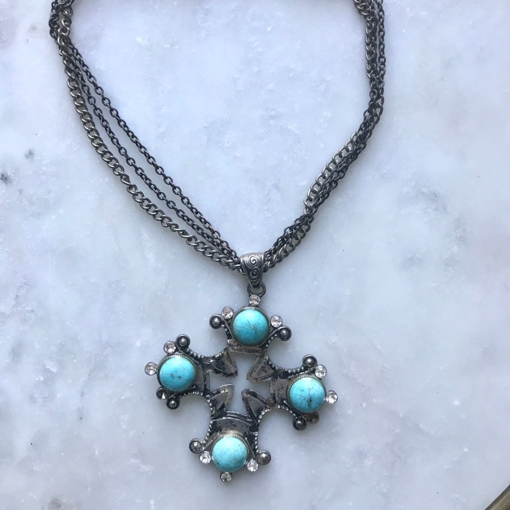 Turquoise Gem Statement Necklace - image 1
